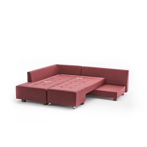 Atelier Del Sofa Kutna garnitura na razvlačenje, Bordo crvena, Manama Corner Sofa Bed Left - Claret Red slika 8