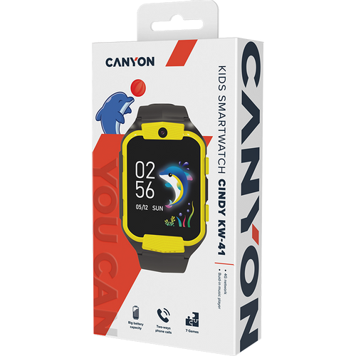 Pametni sat Canyon Cindy KW-41, 1.69" IPS, Nano SIM card, GSM, LTE, žuto/crni slika 8