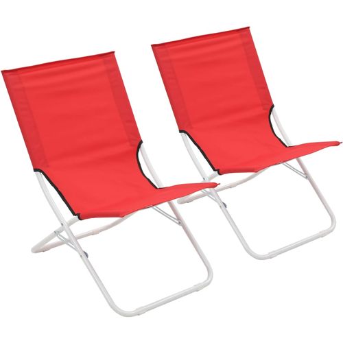 Sklopive stolice za plažu 2 kom crvene slika 1
