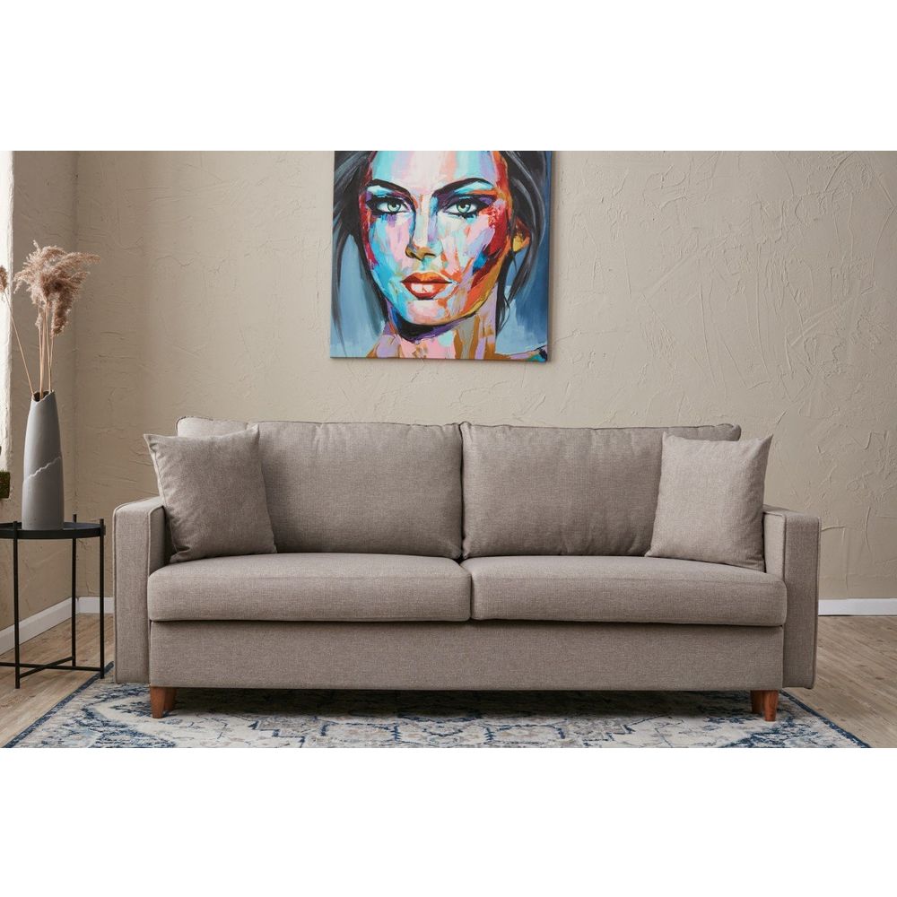 Eva - Krem Sofa na Razvlačenje za 3 Osobe slika 1