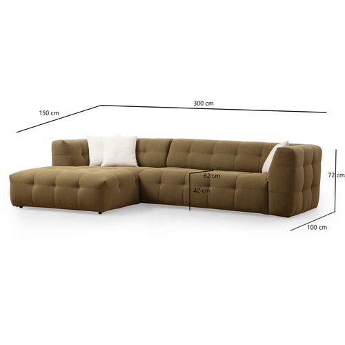 Cady 3 Seater Left - Trosjed Kutna Sofa u Boji Kaki slika 10