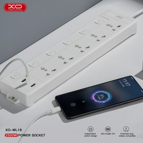 XO Produžni Kabl WL19 5 utičnica + 2USB+C 2m slika 5