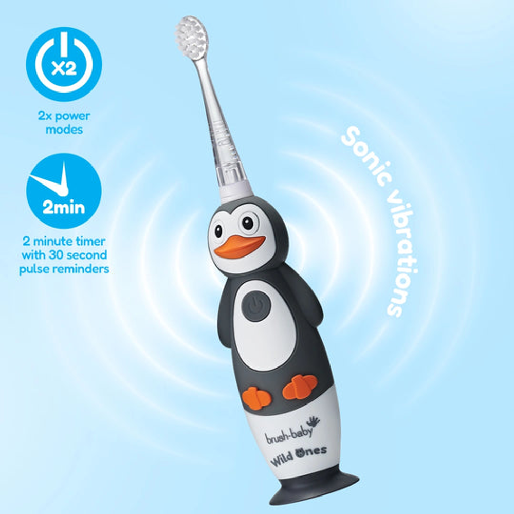 Brush-Baby Dječija punjiva električna četkica WildOnes - Pingvin slika 5