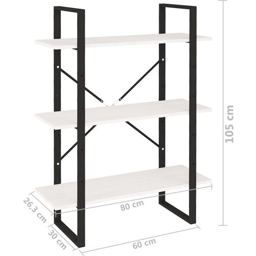 Ormarić za knjige s 3 razine bijeli 80x30x105 cm od borovine slika 17