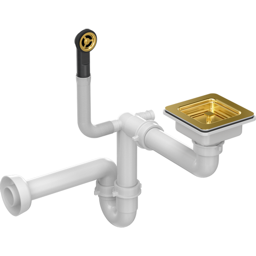 Quadron odvod kvadratni s ručnim upravljanjem nano PVD zlato za granit sudopere slika 1