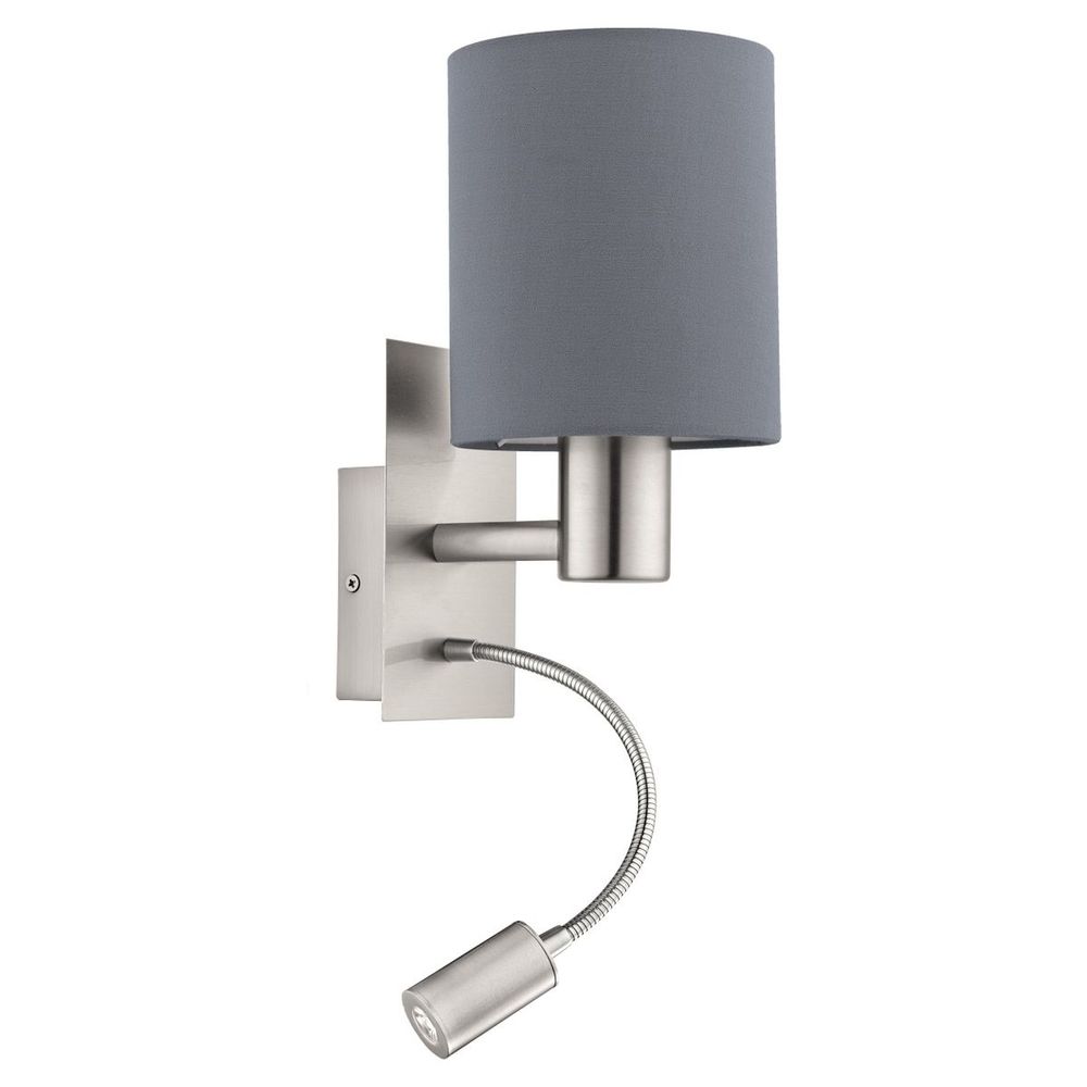 Eglo Pasteri Zidna Lampa 2, E27, LED 3,5W, Nikl-Mat, Siva slika 1