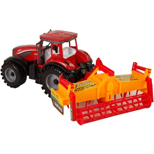 Crveni traktor s narančastim kultivatorom slika 3