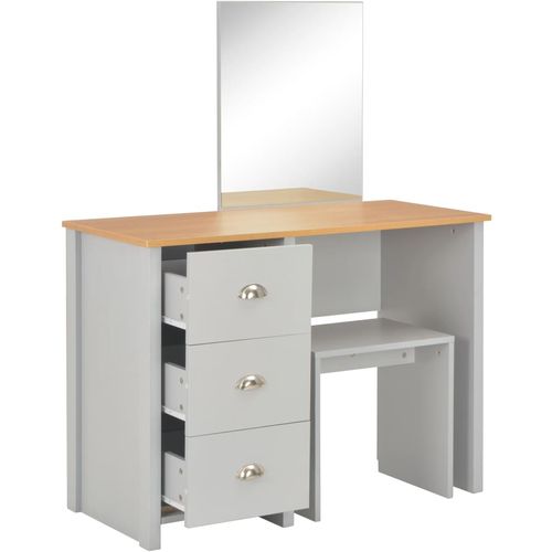 Toaletni stolić s ogledalom i stolcem sivi 104 x 45 x 131 cm slika 12