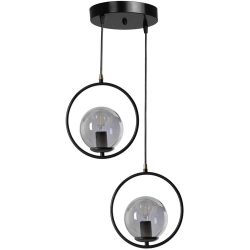 Ring 2 Li Tepsili Füme Camlı Siyah Sarkıt Black Chandelier slika 1