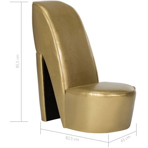 Stolica u obliku visoke pete od umjetne kože zlatna slika 7