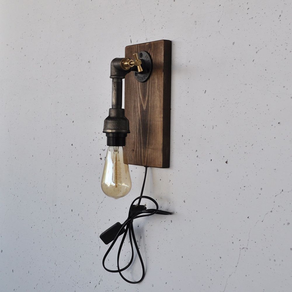 Drvena Crna Zidna Lampa Pp173 slika 4