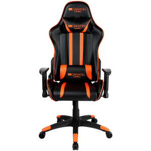 CANYON Fobos GС-3 Gaming chair, PU leather, Cold molded foam, Metal Frame, Top gun mechanism, 90-165 dgree, 2D armrest, Class 4 gas lift, Nylon 5 Stars Base, 60mm PU caster, black+Orange.