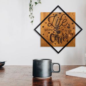 Wallity Drvena zidna dekoracija, Life Begins After Coffee