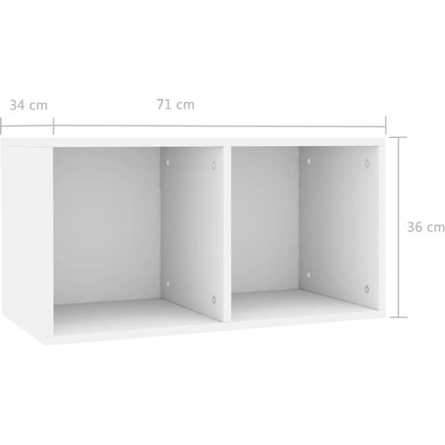 Kutija za pohranu vinilnih ploča bijela 71 x 34 x 36 cm drvena slika 9