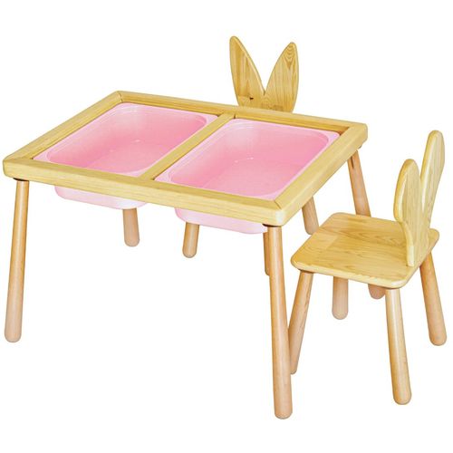 Woody Fashion Dječji stol set Table and 2 Chairs - Pink slika 1