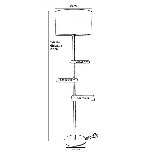 Moda Gold Lambader Silindir 02 Rattan Abajurlu Gold Floor Lamp slika 5