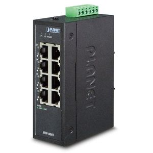 Planet Industrial 8-Port (8x100Mbps RJ45) Compact Ethernet Switch (-40~75 degrees C), unmanaged
