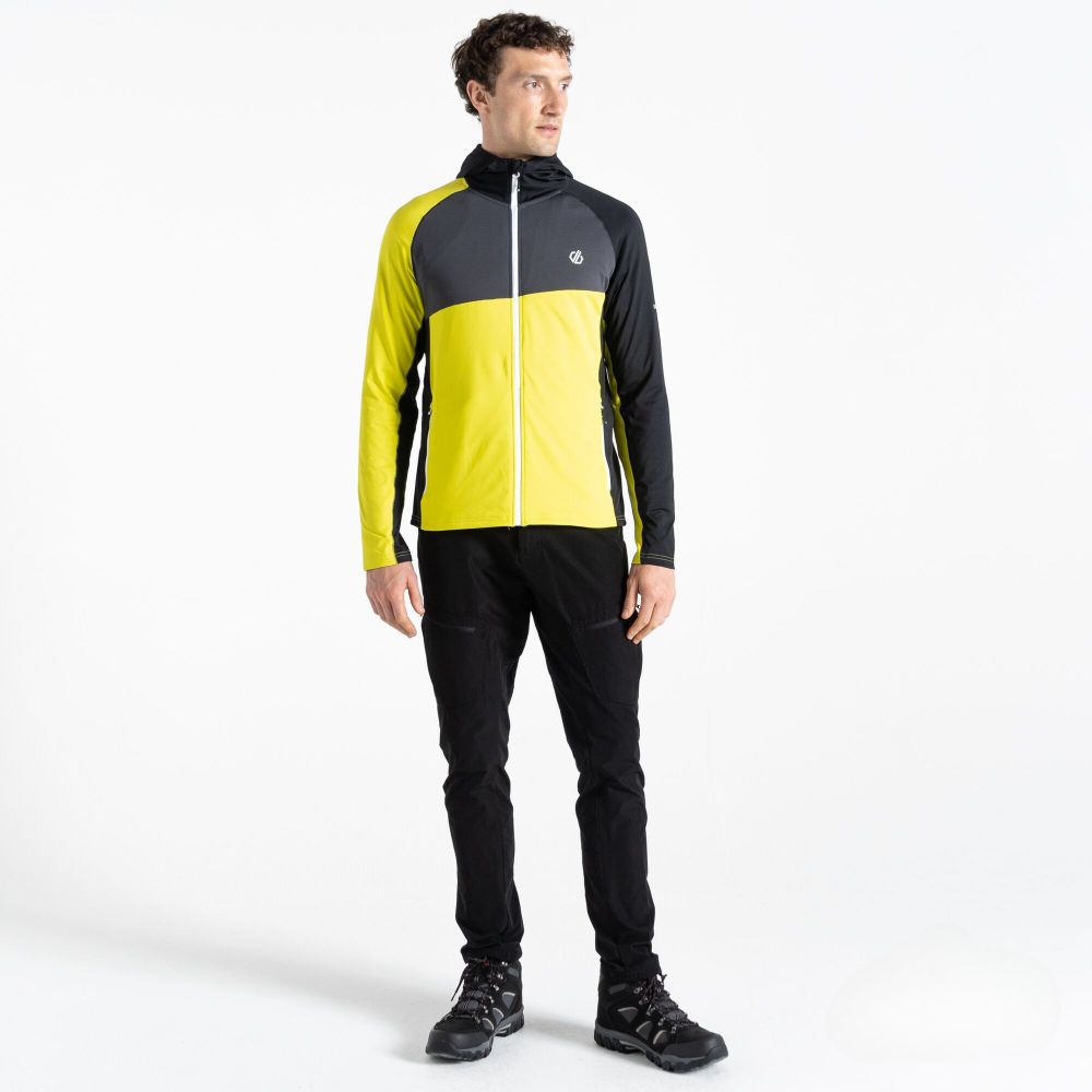 Dare2B Muški duks na kopčanje Touring Stretch, Neon Spring/Black slika 1