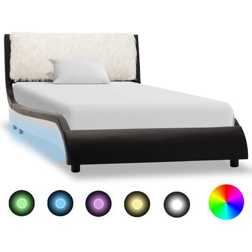 Okvir za krevet od umjetne kože LED crno-bijeli 90 x 200 cm slika 23