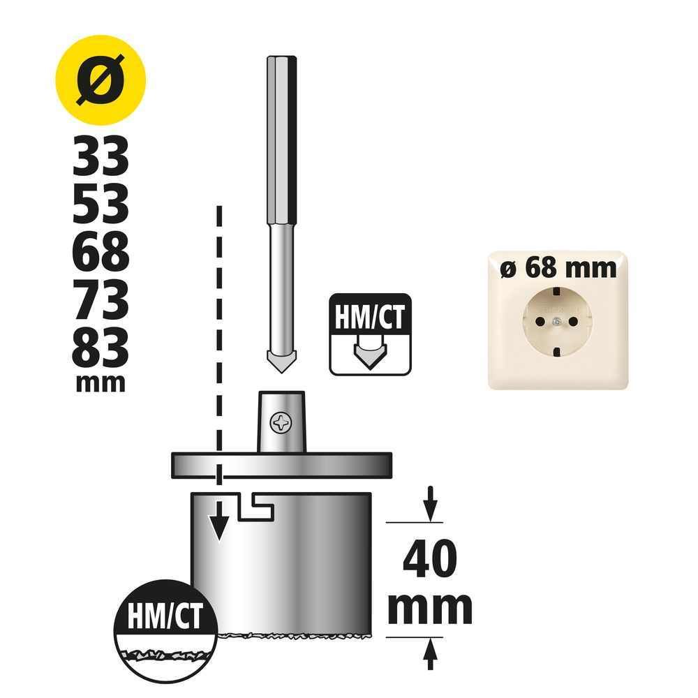 Wolfcraft Set Kruna Za Zidove Od Cigle i Kamena 33-83 mm / 7 dijelni - 3464000 slika 5