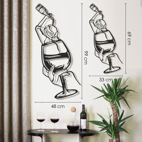 Wallity Metalna zidna dekoracija Glass of Wine Girl Line Art- APT749 M slika 6