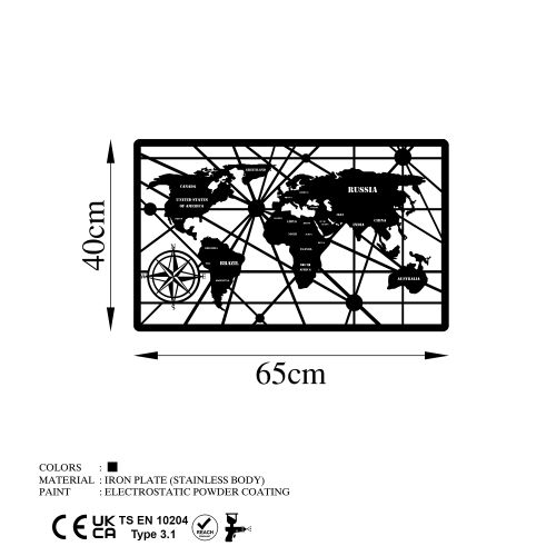Wallity Metalna zidna dekoracija, World Map 7-S slika 6