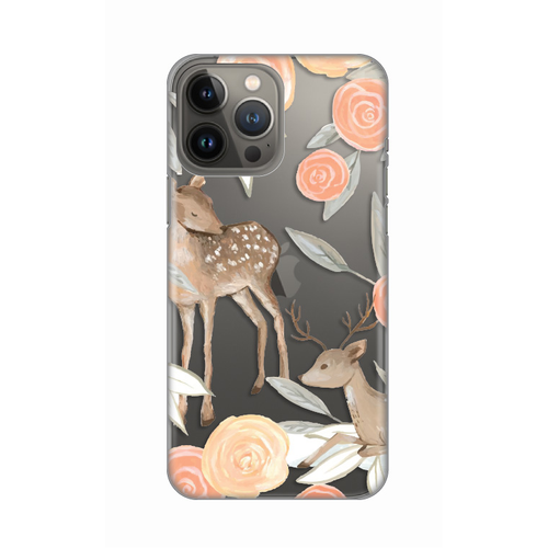 Torbica Silikonska Print Skin za iPhone 13 Pro Max 6.7 Flower Deer slika 1