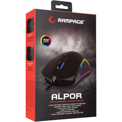 Rampage smx-g65 alpor usb 7d, 7200dpi, a725f , rgb illuminated professional gaming miš slika 8