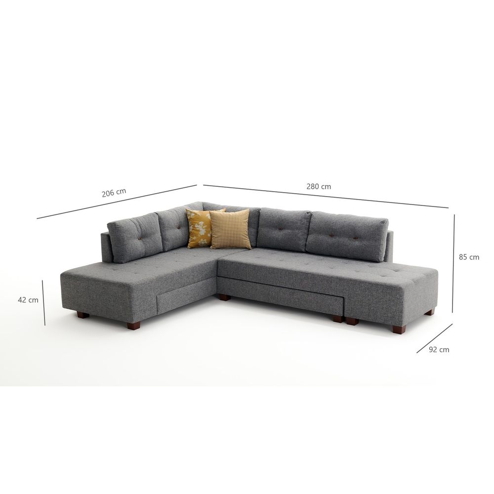 Ugaona Sofa na Razvlačenje Manama - Lijevi Kut, Siva slika 7