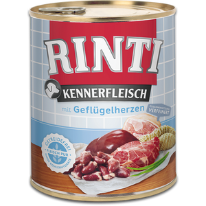 RINTI Kennerfleisch mit Geflugenherzen, hrana za pse sa srcima peradi, 800 g