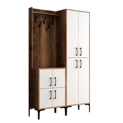 Woody Fashion Ormar za predsoblje, Berlin BA - Walnut, White slika 5