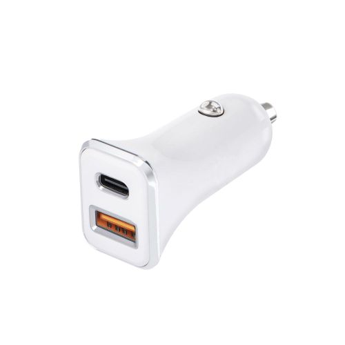 FORCELL auto punjač USB 3.0 + USB C Quick Charging + Power Delivery PD20W 4A CC-QCPD01 bijeli slika 3