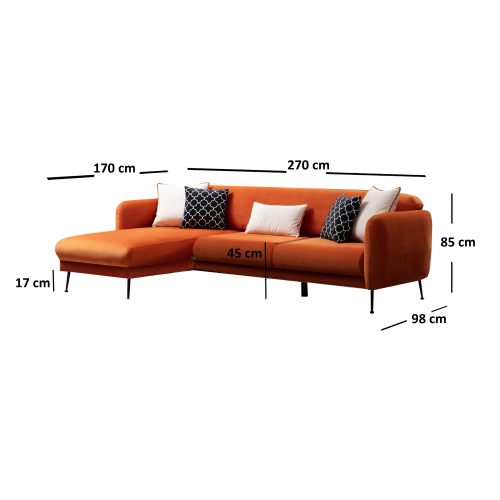 Atelier Del Sofa Sevilla Corner Left (Chl+3R) Narandžasti Ugao Sofa-Krevet slika 7