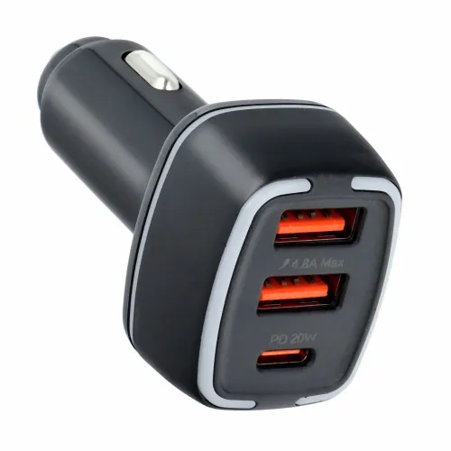 PAVAREAL auto punjač Type C PD 20W + 2x USB 4.8A PA-CC65 crni slika 1