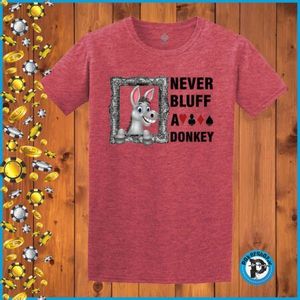 Poker majica "Never Bluff A Donkey", crvena 