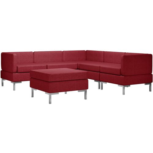 6-dijelni set sofa od tkanine crvena boja vina slika 2