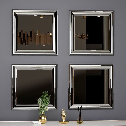 Woody Fashion Set ogledala (4 komada), Srebro, Loza - Silver slika 3