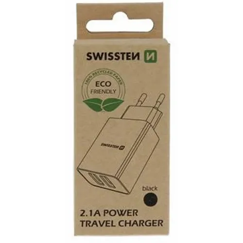 Swissten punjač Eco Pack 2x USB 2,1A crna slika 2