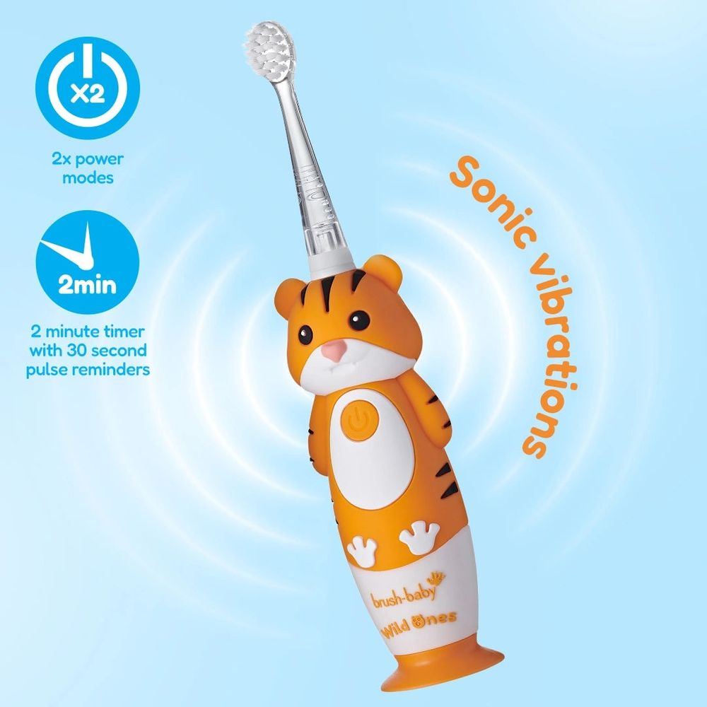 Brush-Baby Dječija punjiva električna četkica WildOnes - Tigar slika 5