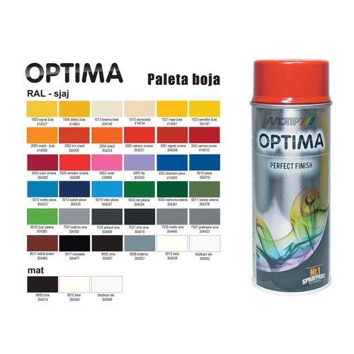 MOTIP Optima Akrilna boja u spreju RAL3003 rubin crvena 400 mL slika 1