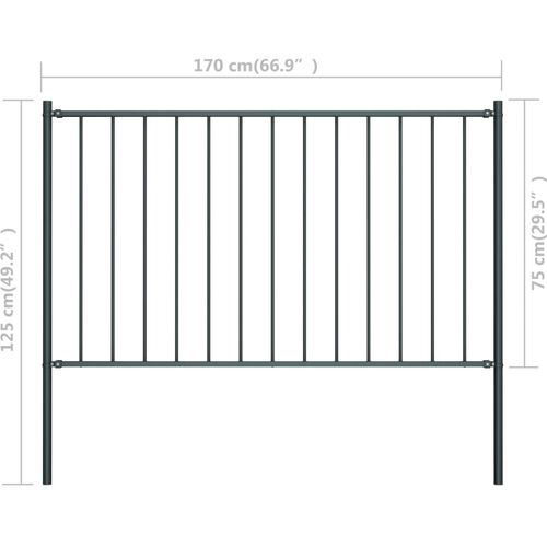 Panel za ogradu sa stupovima čelični 1,7 x 0,75 m antracit slika 22