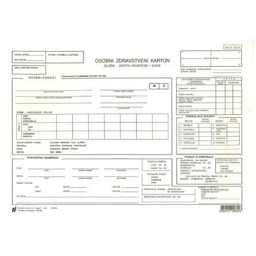 1-03-10 OSOBNI ZDRAVSTVENI KARTON ZA ZAŠTITU ZDRAVLJA DOJENČADI I DJECE; Karton, 29,7 x 21 cm slika 2