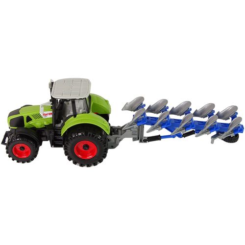 Zeleni traktor s plavim plugom slika 5