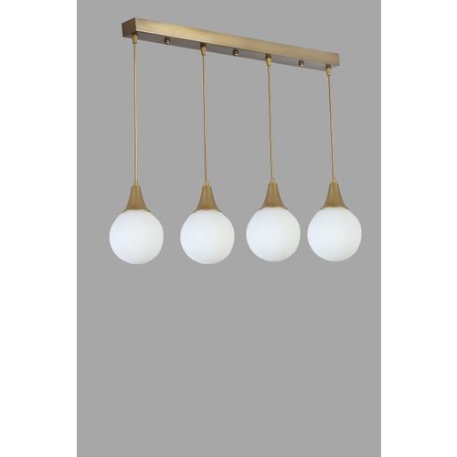 Afra 4 Lü Sıralı Eskitme Beyaz Camlı Sarkıt White
Gold Chandelier slika 3