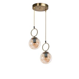 Morino 2 Li Tepsili Bal Camlı Eskitme Sarkıt Copper Chandelier