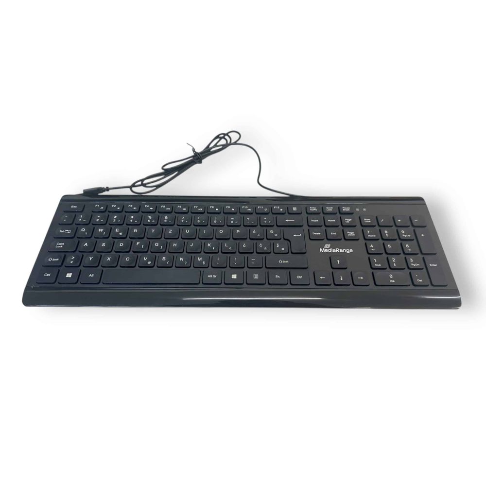 Tipkovnica MediaRange USB, žičana, tanka, crna, HR znakovi, MROS101-HRSI slika 1
