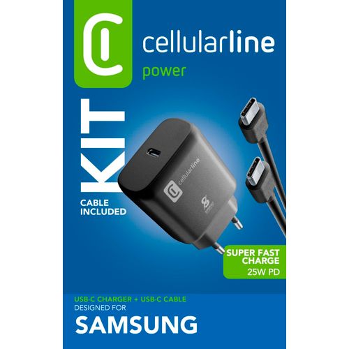 Cellularline kućni punjač Samsung USB-C i kabel C to C 25W slika 2