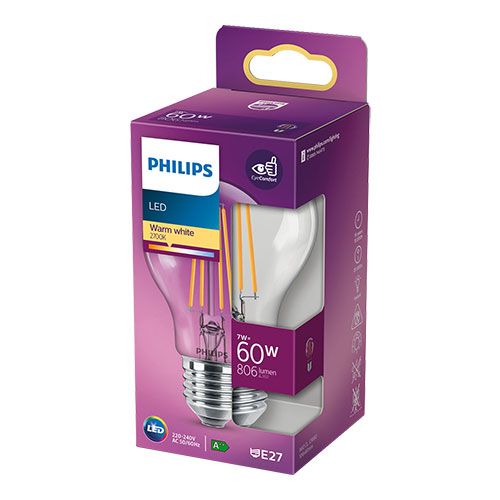 Philips led sijalica 7w (60w) a60 e27 ww 2700k bistra nd slika 2