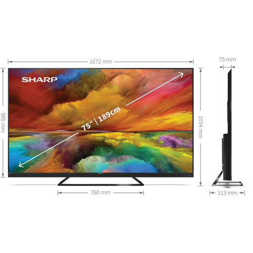 Sharp TV 75EQ3EA ANDROID Frameless Quantum Dot crna slika 9