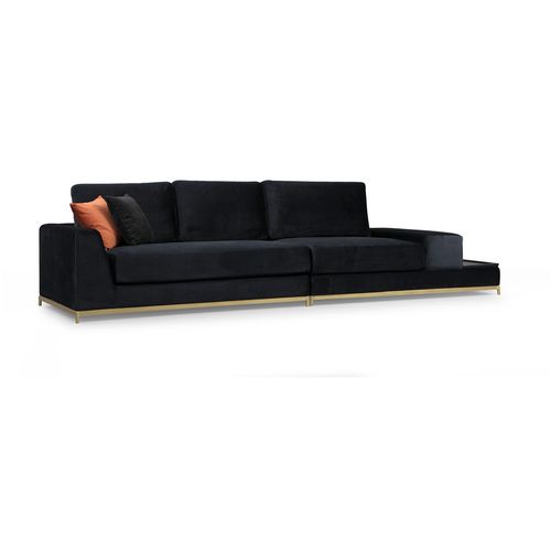 Atelier Del Sofa Četverosjed, LINE s integriranim stolićem, crni, Line With Side Table - Black slika 14